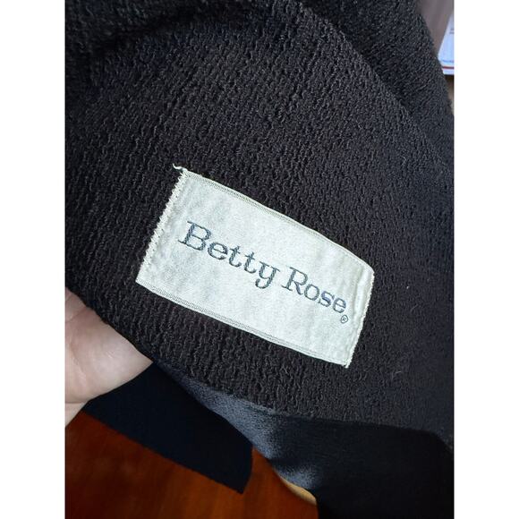 Vintage Betty Rose Black Wool Coat Fur Collar Mob Wife Jacket Small Union Made - Picture 7 of 8